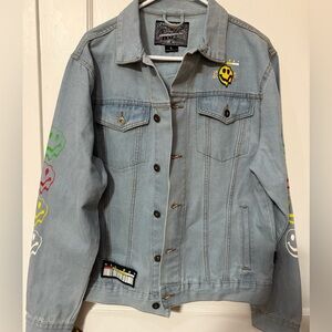 Women’s Brooklyn Cloth Light Blue Drip Oversized Jean Jacket EUC Size Large